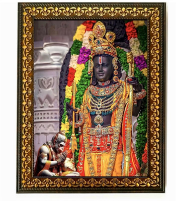 BAJAJ CREATIONS Shri Ram lalla Religious photo frame for home and wall with lord Hanuman swaroop Digital Reprint 8 inch x 6 inch Painting(With Frame)