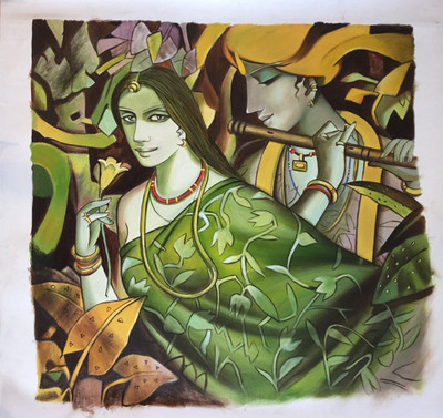 101 DESIGNS POINT 101 DESIGNS KRISHNA(MODEL NO 27) Canvas 18 inch x 12 inch Painting(Without Frame)