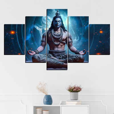 JB Creations Shiv Ji Mahadev Wall Decor Painting For Home Digital Reprint 18 inch x 30 inch Painting(Without Frame, Pack of 5)