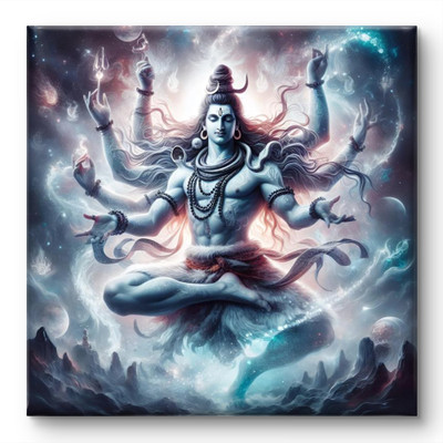saf Wooden Framed Lord Shiv Canvas Wall decor Painting for Home and office Digital Reprint 24 inch x 24 inch Painting(With Frame)