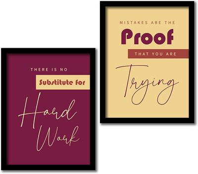 Wallcano New1_Motivational Quotes Wall Posters / Paintings with Frame for Office-280 Digital Reprint 12 inch x 14 inch Painting(With Frame, Pack of 4)