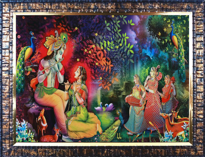 Darsh Craft Radha Krishna Ji PPB751 Acrylic 9 inch x 12 inch Painting(With Frame)