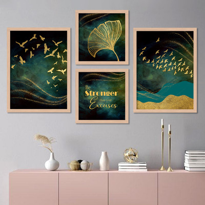 NoWorries paintings for living room / wall paintings ,modern art for wall paintings Digital Reprint 14 inch x 11 inch Painting(With Frame, Pack of 4)