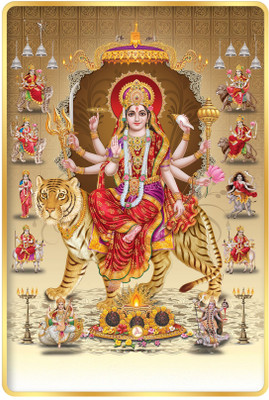 Indianara Nau Durga Painting for Living | Bedroom | Pooja Room | Hotel Digital Reprint 18 inch x 12 inch Painting(With Frame)
