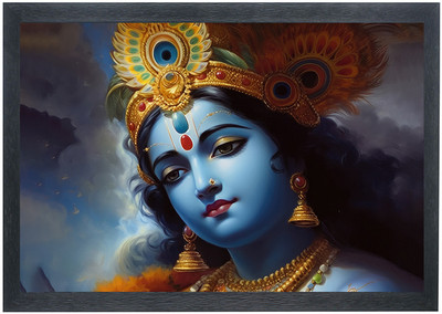 Shree Shyam Lord krishna Photo Frame For Wall Mounted Painting Digital Reprint 10 inch x 14 inch Painting(With Frame)