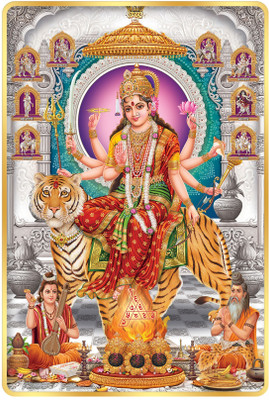 Indianara Nau Durga Painting for Living | Bedroom | Pooja Room | Hotel Digital Reprint 18 inch x 12 inch Painting(With Frame)
