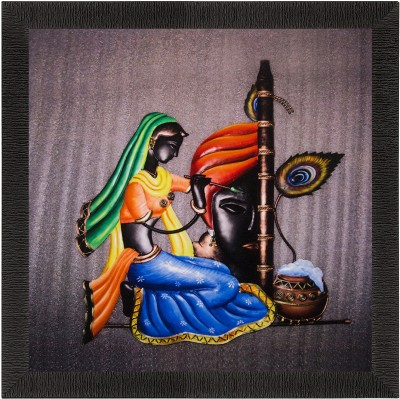 Flipkart SmartBuy eCraftIndia Radha Krishna Matt Textured UV Art Painting Oil 11 inch x 11 inch Painting(With Frame)