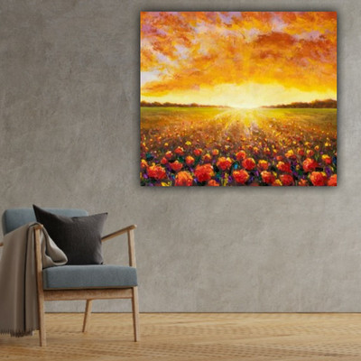 The seven colours Canvas Painiting Cotton Fine Grain Pre Stretched Canvas (Set of 1)(Canvas Board Color: Brown)