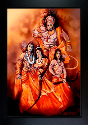 RV SALES Sita Ram Photo Frame | Hanuman Ji Photo Frame Digital Reprint 9 inch x 7 inch Painting(With Frame)