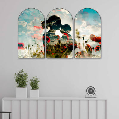 saf Mother & Child Love Wall Painting Set of 3 | Emotional Family Art with Flower Digital Reprint 20 inch x 30 inch Painting(With Frame, Pack of 3)