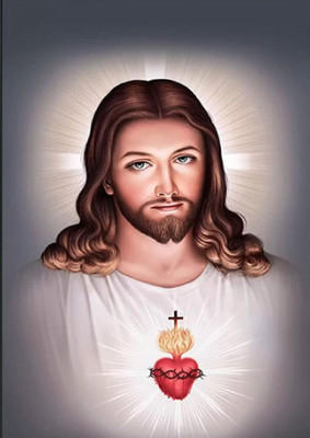 MHridayCraft MHC - JESUS 10 A4 FRAME WITH POSTER Digital Reprint 12 inch x 9 inch Painting(With Frame)