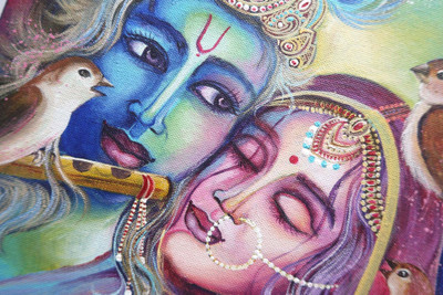 ANSHUL INTERNET CANVAS PAINTING RADHA KRISHNA 05 Canvas 48 inch x 24 inch Painting(Without Frame)