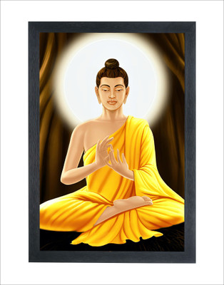 Devatwal Lord Buddha / Gautam Buddha Photo Frame For Wall Mounted Painting Digital Reprint 14 inch x 10 inch Painting(With Frame)