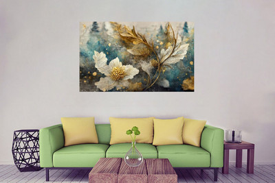 Aadee craft Modern Floral Abstract Canvas Print – Sophisticated Wall Décor for Any Space Canvas 24 inch x 48 inch Painting(Without Frame)