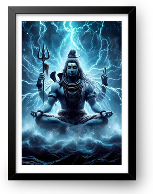 framerecall Mahadev Photo Frame | Adiyogi God Shiva Lord Shiva Photo Frame Acrylic 9 inch x 13 inch Painting(With Frame)