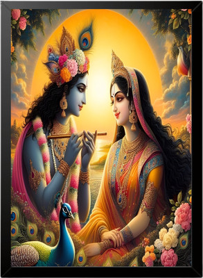 shri veer balaji enterprises Radha Krishna Love Frame Acrylic 12 inch x 9 inch Painting(With Frame)