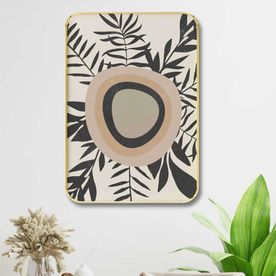 Aartify Modern Abstract Botanical Wall Art – Minimal Geometric Framed Painting for Home Digital Reprint 19.5 inch x 13.5 inch Painting(With Frame)