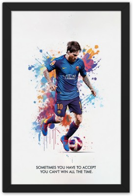 Ritwika's Football Player Lionel Messi With His Famous Quote Sports Poster Digital Reprint 19.5 inch x 13.5 inch Painting(With Frame)