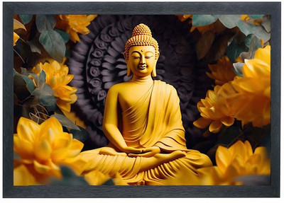 Shree Shyam Lord Buddha / Gautam Buddha Photo Frame For Wall Mounted Painting Digital Reprint 10 inch x 14 inch Painting(With Frame)
