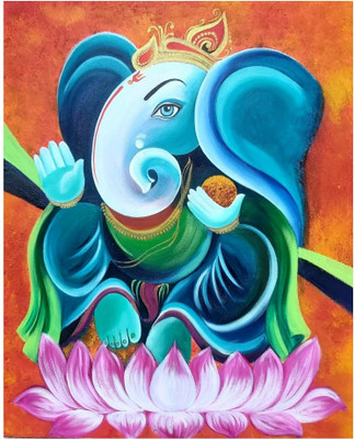 ANSHUL INTERNET CANVAS PAINTING GANESH 20 Canvas 48 inch x 24 inch Painting(Without Frame)