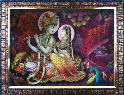 Darsh Craft Radha Krishna Ji PPB739 Acrylic 9 inch x 12 inch Painting(With Frame)