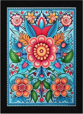 FRIZZY ARTS Folk Bloom Radiance Digital Reprint 20 inch x 14 inch Painting(With Frame)