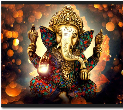 ANSHUL INTERNET CANVAS PAINTING GANESH 13 Canvas 48 inch x 24 inch Painting(Without Frame)
