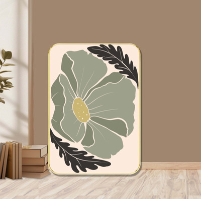 Aartify Green Floral Wall Art | Modern Minimalist Botanical Golden Framed Painting Digital Reprint 24 inch x 18 inch Painting(With Frame)