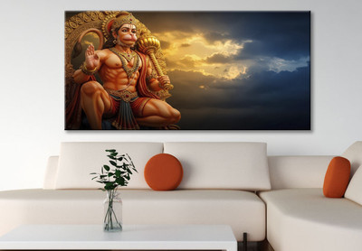 ShreyaArts Hanuman Ji Forest Design Large Canvas Painting. Big Wall Décor for Bedroom Canvas 24 inch x 48 inch Painting(With Frame)