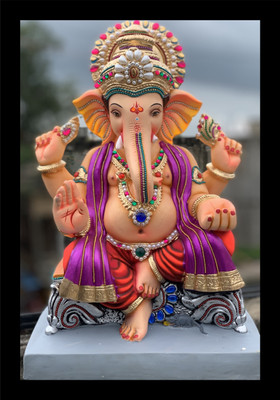 jog craft ganesh ji photo frame| ganeesh ji painting| ganesh ji photo Digital Reprint 18 inch x 12 inch Painting(With Frame)