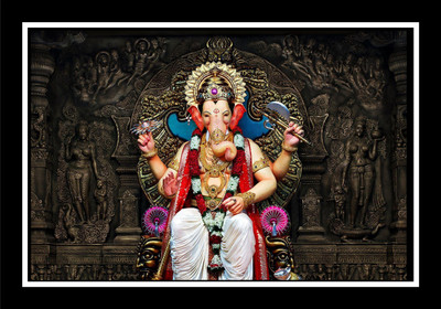 jog craft ganesh ji photo frame| ganeesh ji painting| ganesh ji photo Digital Reprint 12 inch x 18 inch Painting(With Frame)