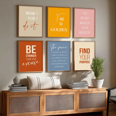 Hothouse Inspirational Quotes Posters with Frame Digital Reprint 13 inch x 10 inch Painting(With Frame, Pack of 6)