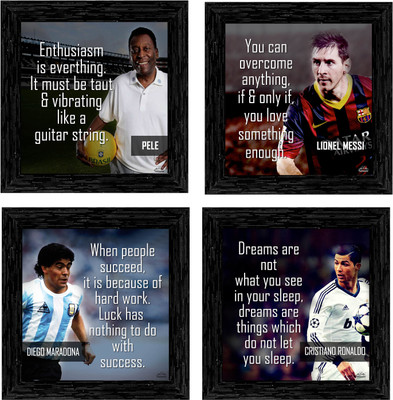 Indianara 4 Pc Set of Football Framed Art 1169(BK) Digital Reprint 9.5 inch x 9.5 inch Painting(With Frame, Pack of 4)