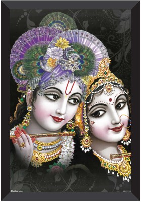 saf RADHA KRISHNA PAINTING Digital Reprint 11 inch x 14 inch Painting(With Frame)