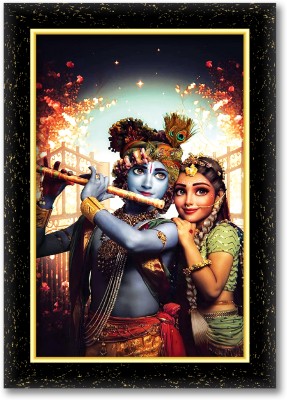 KSS LORD KRISHNA WITH RADHA photo frame (Wood Base and Front Laminated) Acrylic 8 inch x 12 inch Painting(With Frame)