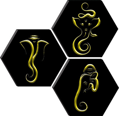 Flipkart Perfect Homes Set of 3 Hexagon Set Digital Reprint 17 inch x 17 inch Painting(Without Frame, Pack of 3)