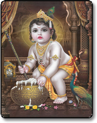 saf KRISHNA PAINTING Digital Reprint 11 inch x 14 inch Painting(With Frame)
