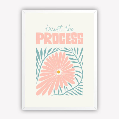 DECO THE HOME Trust the Process Floral Wall Art | Motivational Painting for Bedroom, Office Digital Reprint 12 inch x 9 inch Painting(With Frame)