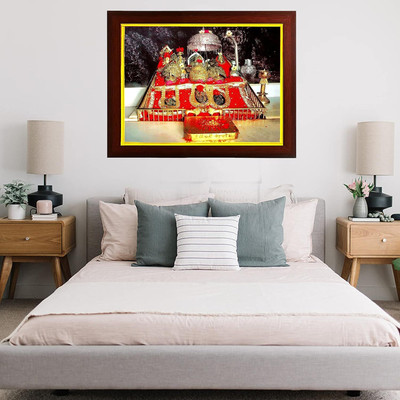 ag pro comfort Maa Vaishno Devi / Mata Large Photo With Frame For Wall Hanging / pooja room Digital Reprint 8 inch x 10 inch Painting(With Frame)