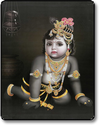 saf KRISHNA PAINTING Digital Reprint 11 inch x 14 inch Painting(With Frame)