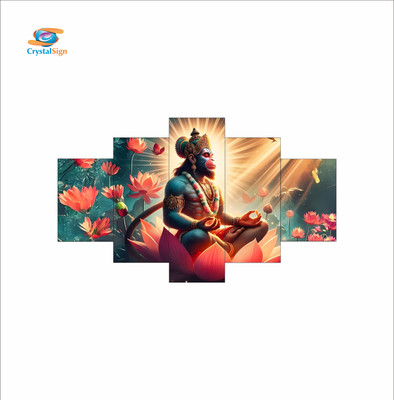 crystalsign Hanuman Ji Meditating Wall Art | Modern Eco-Friendly Home Decor Digital Reprint 18 inch x 30 inch Painting(Without Frame)