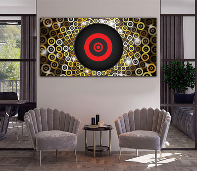 Aadee craft Golden Red Abstract Wall Art Canvas Print– 24x48 Canvas 24 inch x 48 inch Painting(With Frame)
