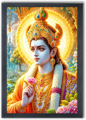 Choudhary Bro lord krishna Photo Frame For Wall Mounted Painting (10 * 14 Inches) Digital Reprint 14 inch x 10 inch Painting(With Frame)