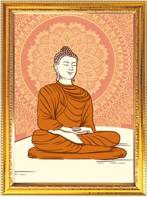 Peekdee Religious Photo Frame for Pooja with a spiritual theme Temple Puja Room Digital Reprint 16.6 inch x 12.7 inch Painting(With Frame)