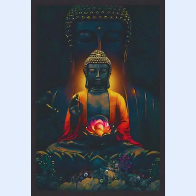 Karuna Enterprises lord Buddha Photo Painting Wall Art For Home Decoration Digital Reprint 12 inch x 9 inch Painting(With Frame)