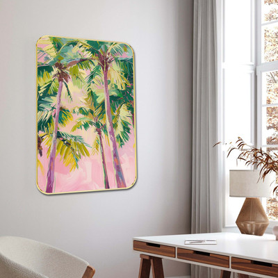 saf Tropical Palm Tree Wall Art with Golden Frame Digital Reprint 24 inch x 18 inch Painting(With Frame)