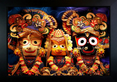 CrowdHall Jagannath Photo Frame | Lord Jagannath Photo Frame Digital Reprint 10 inch x 13.5 inch Painting(With Frame)