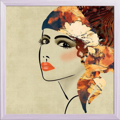 Artzfolio Beautiful Girl Face Canvas Painting White Synthetic Frame 24x24inch (61x61cms) Canvas 24 inch x 24 inch Painting(With Frame)