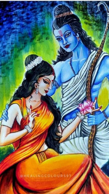ANSHUL INTERNET CANVAS PAINTING RAM JI 08 Canvas 48 inch x 24 inch Painting(Without Frame)
