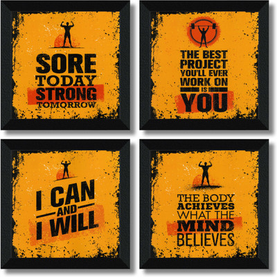 saf SET OF 4 MOTIVATIONAL QUOTES Digital Reprint 19 inch x 19 inch Painting(With Frame, Pack of 4)
